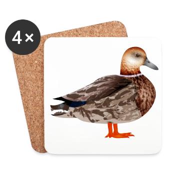 drawn female duck colored & collaged - Coasters (set of 4) - white - Front