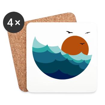 Waves Sunset - Coasters (set of 4) - white - Front