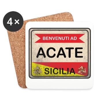 t-shirt Sicily t-shirt Acate Sicilian town - Coasters (set of 4) - white - Front