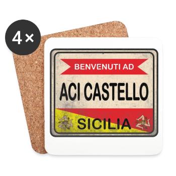 t-shirt Aci Castello signe de bienvenue - Dessous de verre (lot de 4) - blanc - Devant