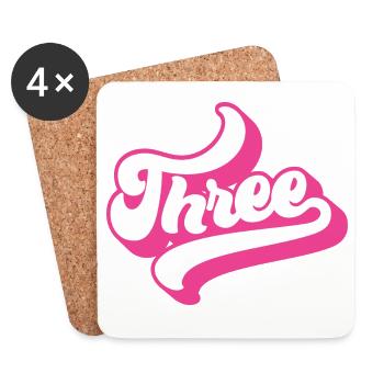 Trois 3ème anniversaire pour les filles de 3 ans - Dessous de verre (lot de 4) - blanc - Devant