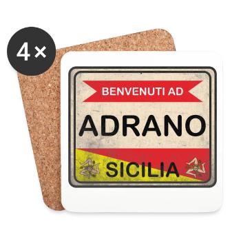T-shirt Sicile T-shirt Adrano bienvenue - Dessous de verre (lot de 4) - blanc - Devant