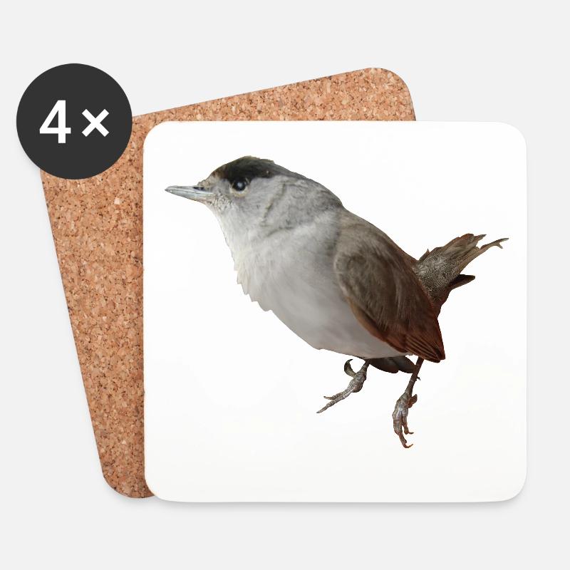 Mönchsgrasmückenmännchen - Untersetzer (4er-Set) - Weiß