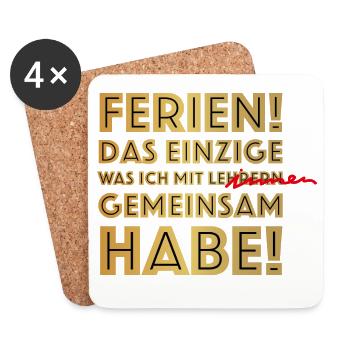 Schule, Lehrer, Ferien - Untersetzer (4er-Set) - Weiß - Vorne