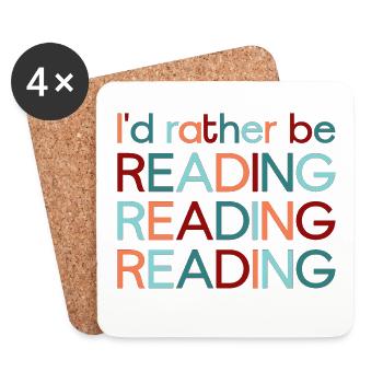 Ich würde lieber lesen – I’d rather be reading - Untersetzer (4er-Set) - Weiß - Vorne