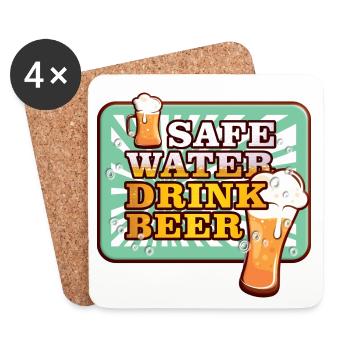 SAFE WATER DRINK BEER - Untersetzer (4er-Set) - Weiß - Vorne