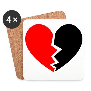 Broken Heart - Gebrochenes Herz - Untersetzer (4er-Set) - Weiß - Vorne