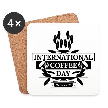 International Coffee Day, October 1st - Coasters (set of 4) - white - Front