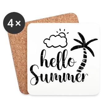 Hallo Sommerpalme - Untersetzer (4er-Set) - Weiß - Vorne