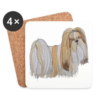 Lhasa Apso Spaß - Untersetzer (4er-Set) - Weiß - Vorne