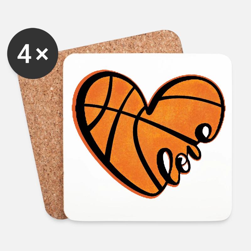 Basketballherz mit Liebe - Untersetzer (4er-Set) - Weiß