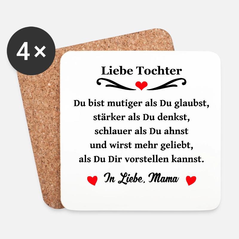 Liebe Tochter Geschenk von Mama - Untersetzer (4er-Set) - Weiß