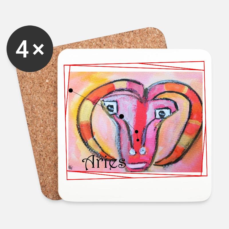 Widder Regenbogen Himmlische Kunst - Untersetzer (4er-Set) - Weiß
