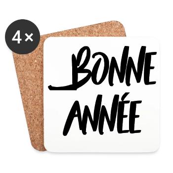 BONNE ANNEE. NOËL. ANNEE. ANNIVERSAIRE. RETRAITE. - Dessous de verre (lot de 4) - blanc - Devant