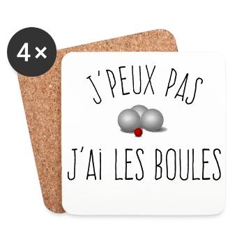 J'peux pas j'ai les boules / Boules de Pétanque - Dessous de verre (lot de 4) - blanc - Devant