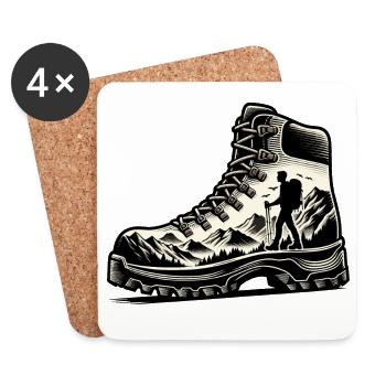 Drawing Hiker Mountain Hiking Shoe - Coasters (set of 4) - white - Front