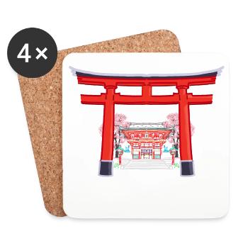 Torii Japan, Kyoto, Fushimi Inari Shrine - Taisha - Coasters (set of 4) - white - Front