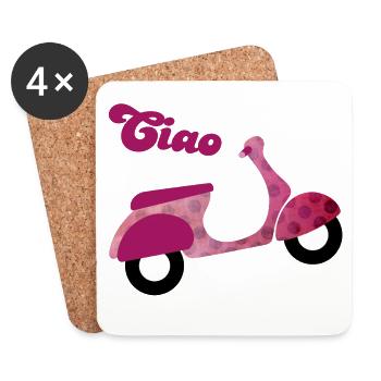 Scooter Ciao Italy Holiday Point Dots Joie de vivre - Dessous de verre (lot de 4) - blanc - Devant
