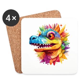 dragon coloré - Dessous de verre (lot de 4) - blanc - Devant