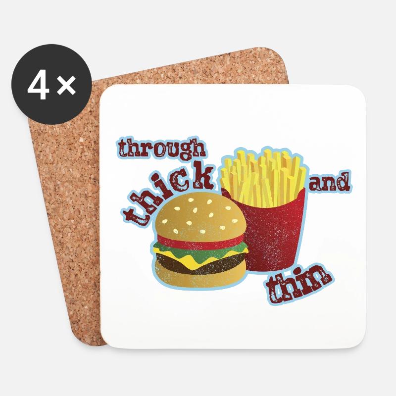 Burger avec frites - Dessous de verre (lot de 4) - blanc