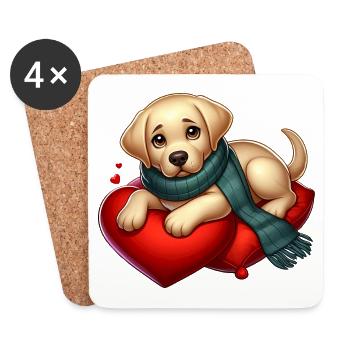 Labradoe Retriever Welpe - Untersetzer (4er-Set) - Weiß - Vorne