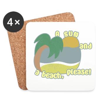 Sun and Beach - Coasters (set of 4) - white - Front