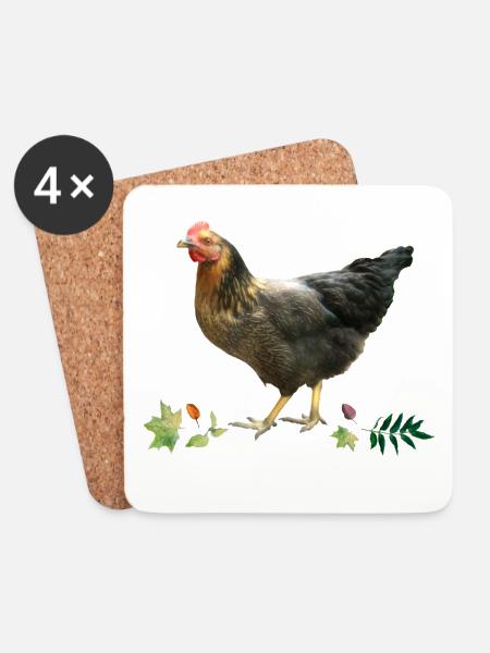 Huhn - Untersetzer (4er-Set) - Weiß