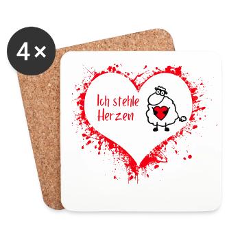IchStehleHerzen - Untersetzer (4er-Set) - Weiß - Vorne