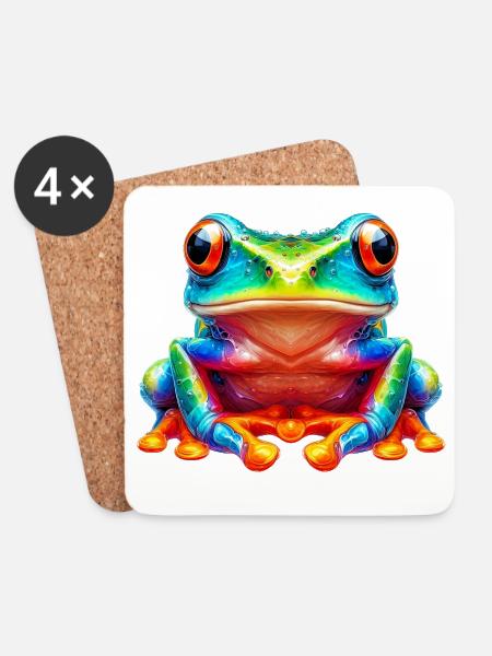 Frosch - Untersetzer (4er-Set) - Weiß