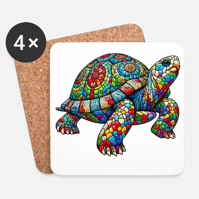 Schildkröte - Untersetzer (4er-Set) - Weiß