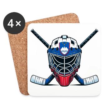 Ice Hockey Slovenia Flags Helmet Sports - Coasters (set of 4) - white - Front