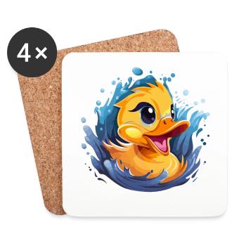 Conception des canards qui couinent - Dessous de verre (lot de 4) - blanc - Devant