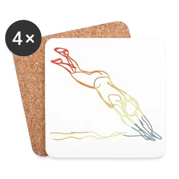 Swimming Vintage Look - Coasters (set of 4) - white - Front
