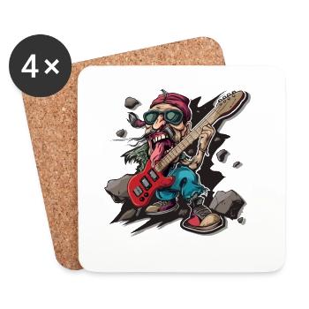 Rock - Rock and Roll - Coasters (set of 4) - white - Front