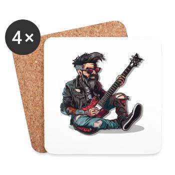 Rock - Rock and Roll - Coasters (set of 4) - white - Front