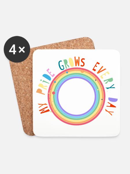 bunter Schriftzug mit Regenbogen für Pride Monat - Untersetzer (4er-Set) - Weiß