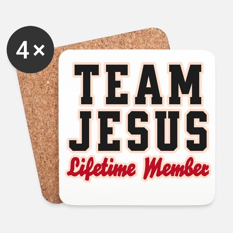 Team Jesus Lifetime Member Design - Untersetzer (4er-Set) - Weiß