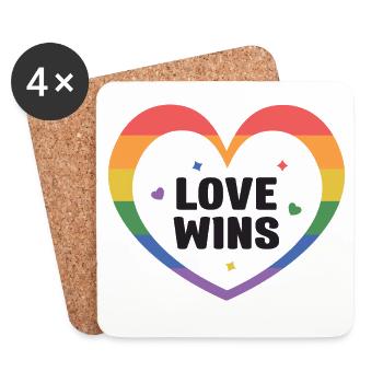 LGBTQ Pride Month - Love Wins - Coasters (set of 4) - white - Front