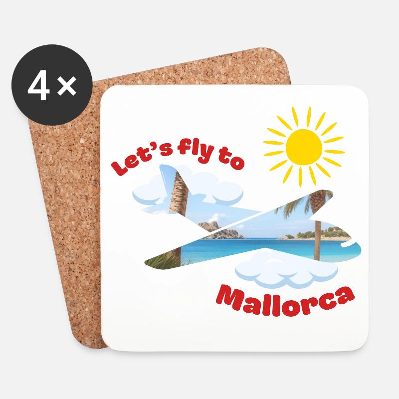 Let's fly to Mallorca - Coasters (set of 4) - white