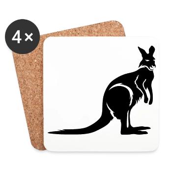 Icône d’illustration du logo animal kangourou d’Australie - Dessous de verre (lot de 4) - blanc - Devant