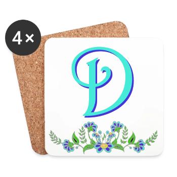 Flower Blue D - Coasters (set of 4) - white - Front