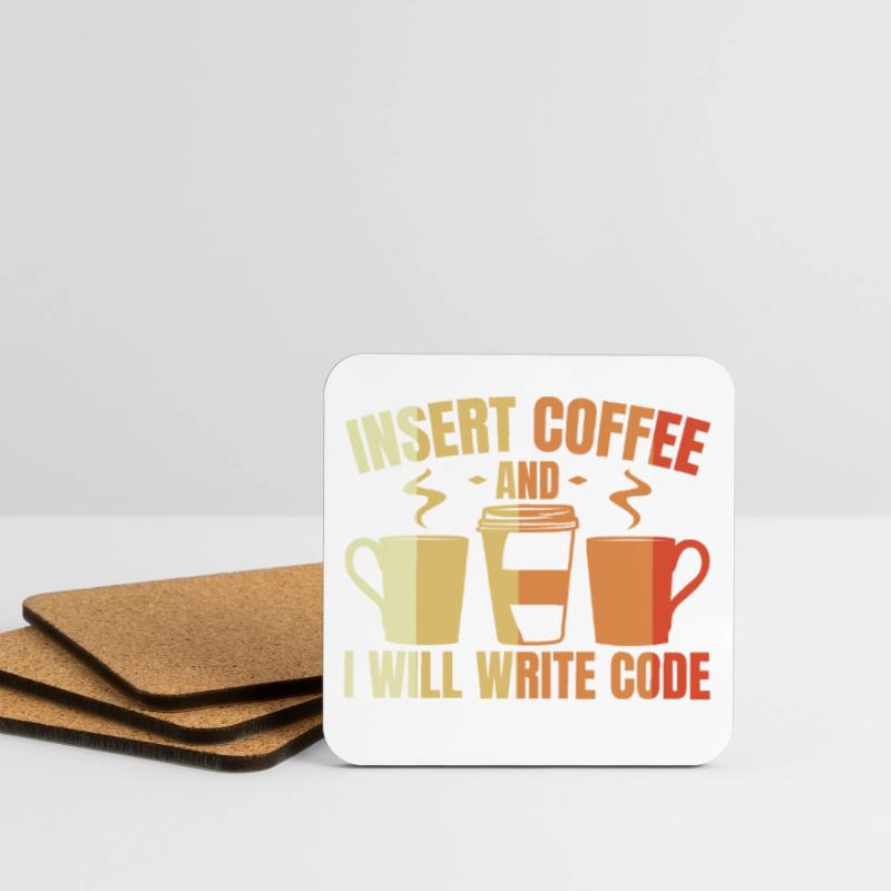 Insert Coffee And I Will Write Code Coasters (set of 4)