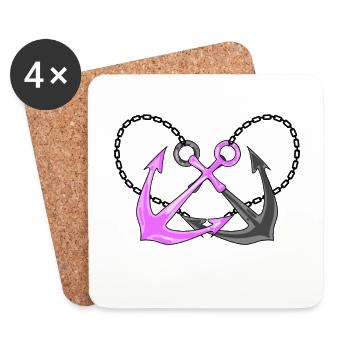 Deux ancrages - Dessous de verre (lot de 4) - blanc - Devant