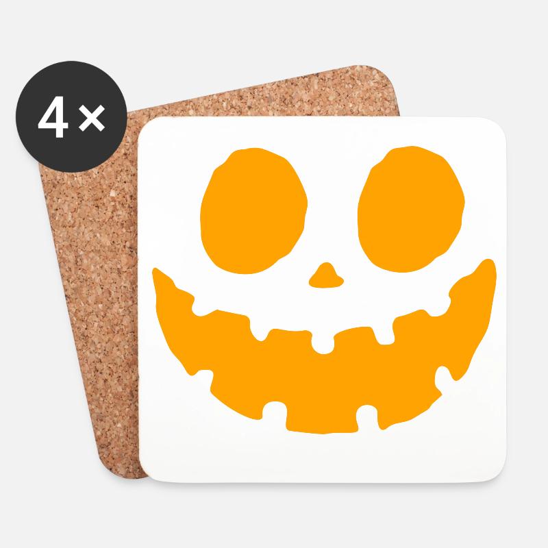 Kürbisgesicht Halloween Design - Untersetzer (4er-Set) - Weiß