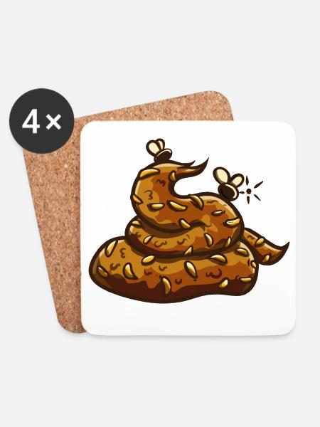 Poop pile Uahaha! - Coasters (set of 4) - white