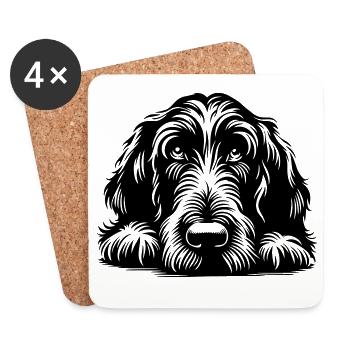 Spinone Italiano Tête avec Pattes - Dessous de verre (lot de 4) - blanc - Devant