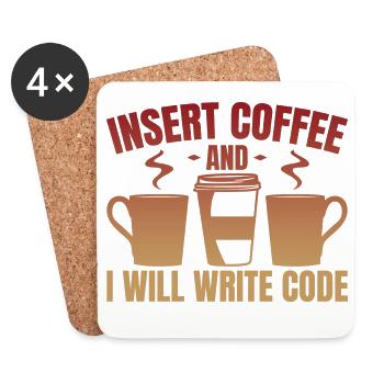 Throw in coffee and write code - Coasters (set of 4) - white - Front