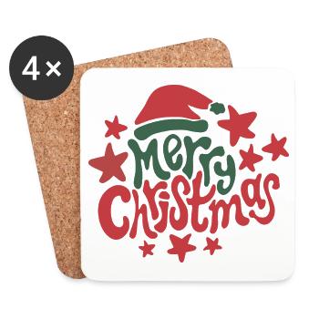 Weihnachten - Joyeux Noël - Noël - Dessous de verre (lot de 4) - blanc - Devant