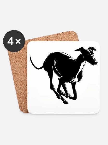 Greyhound - Untersetzer (4er-Set) - Weiß