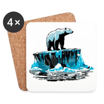 Eisbär auf Eisscholle – Arktisches Design - Untersetzer (4er-Set) - Weiß - Vorne